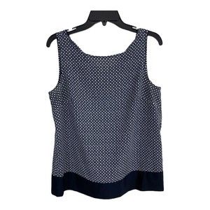 Ann Taylor Loft Womens Shirt Size Medium M Blue White Sleeveless Ties Casual Top